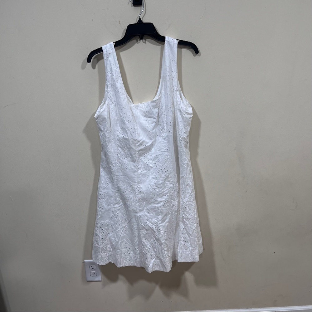 NWT calypso st. barth white sleeveless Tile Eyelet Mini Blakely Shift Dress SZ16